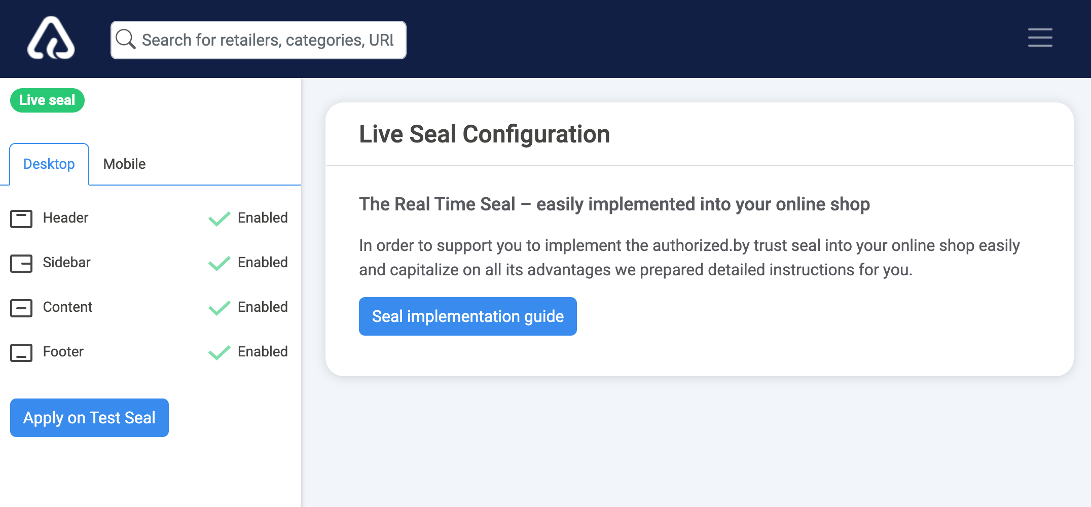 Live Seal Configuration - authorized.by